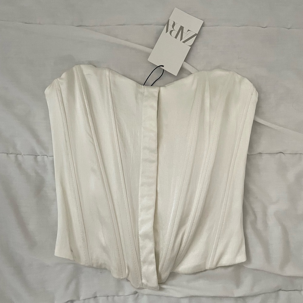 NWT Zara Satin White Corset Top